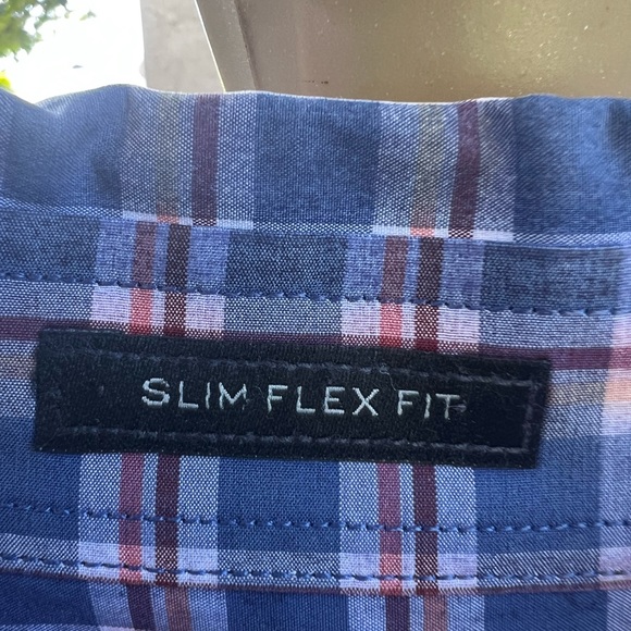 Banana Republic Mens Button Up Large | Tailored Slim Fit | Blue Red plaid - Picture 9 of 16